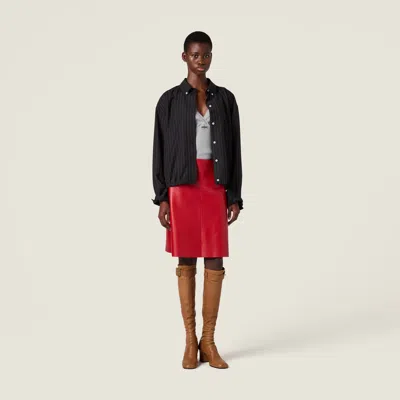 Miu Miu Pinstriped Blouson Jacket In Black