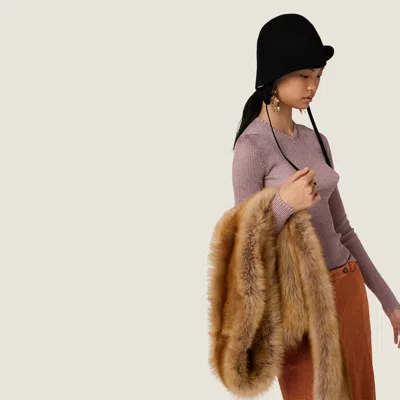 Miu Miu Lurex V-neck Sweater In Pink