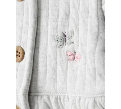 Carter's Baby Girls 3-piece Butterfly Vest, Bodysuit And Pants Set In Green