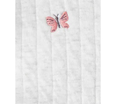 Carter's Baby Girls 3-piece Butterfly Vest, Bodysuit And Pants Set In Green