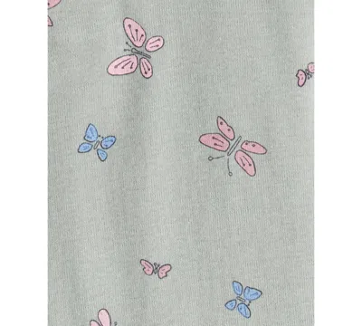Carter's Baby Girls 3-piece Butterfly Vest, Bodysuit And Pants Set In Green