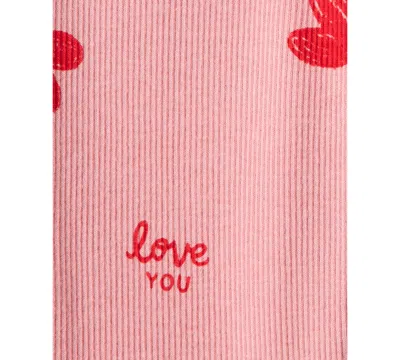 Carter's Baby Girls 2-piece Heart French Terry T-shirt And Pants Set In Red