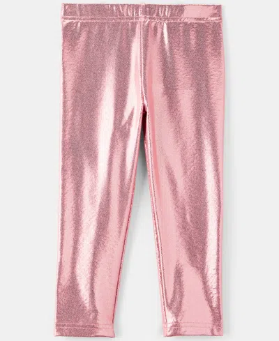 Carter's Girls Toddler 2t-5t Pull-on Stretch Metallic Leggings In Pink