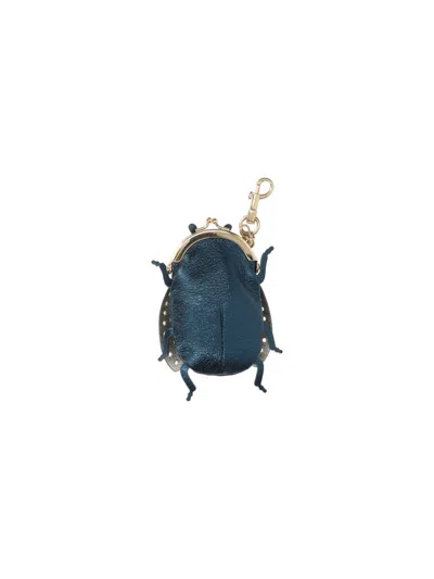 Anya Hindmarch Womens Starling Bug Metallic Leather Coin Purse Charm In Black