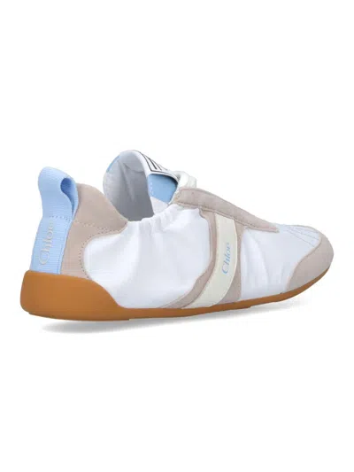 Chloé White Calf Leather Bos Taurus Athletic Sneakers In White