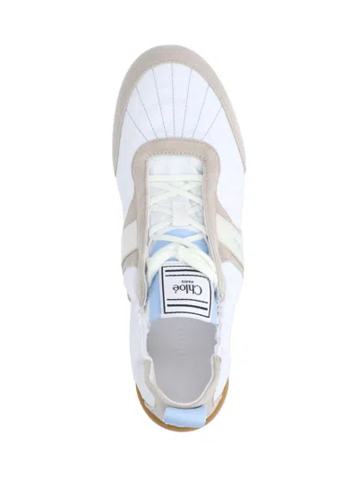 Chloé White Calf Leather Bos Taurus Athletic Sneakers In White