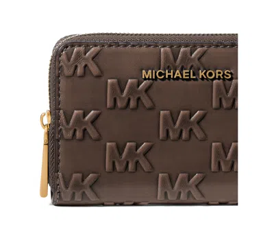 Michael Kors Jet Set Zip Around Card Case Wallet In Brown