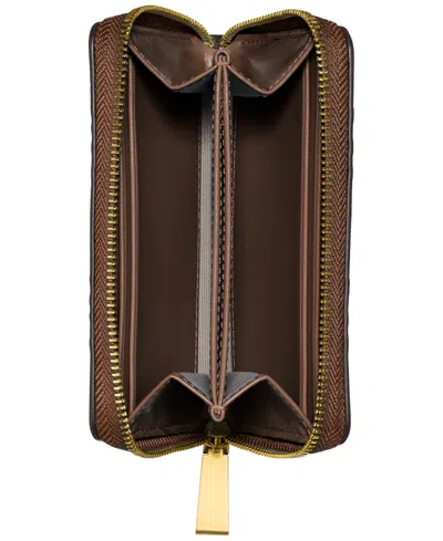 Michael Kors Jet Set Zip Around Card Case Wallet In Brown
