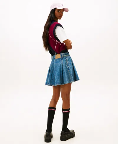 Tommy Jeans Women's Pleated Mini Skirt In Blue