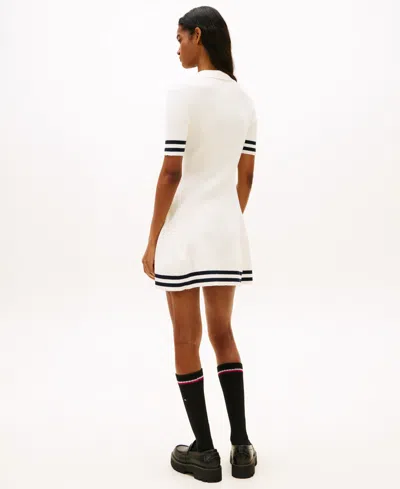 Tommy Jeans Women's Fit And Flare Mini Polo Dress In White
