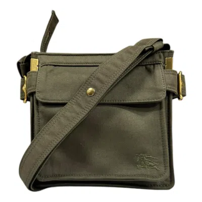 Pre-owned Burberry Green Khaki Cotton Canvas Shoulder Bag () In Multi