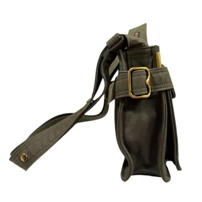 Pre-owned Burberry Green Khaki Cotton Canvas Shoulder Bag () In Multi