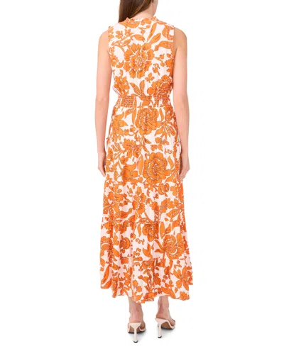 Msk Women's Sleeveless Tie Neck Maxi Dress In Orange
