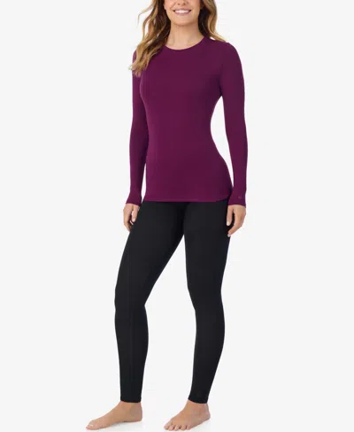 Cuddl Duds Softwear With Stretch Long-sleeve Layering Top In Purple
