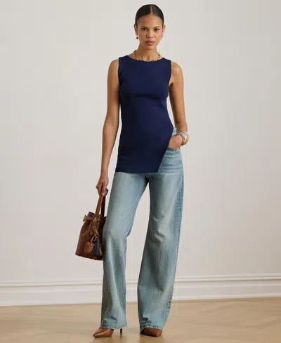 Ralph Lauren Women's Rib-knit Sleeveless Sweater In Blue