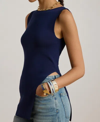 Ralph Lauren Women's Rib-knit Sleeveless Sweater In Blue