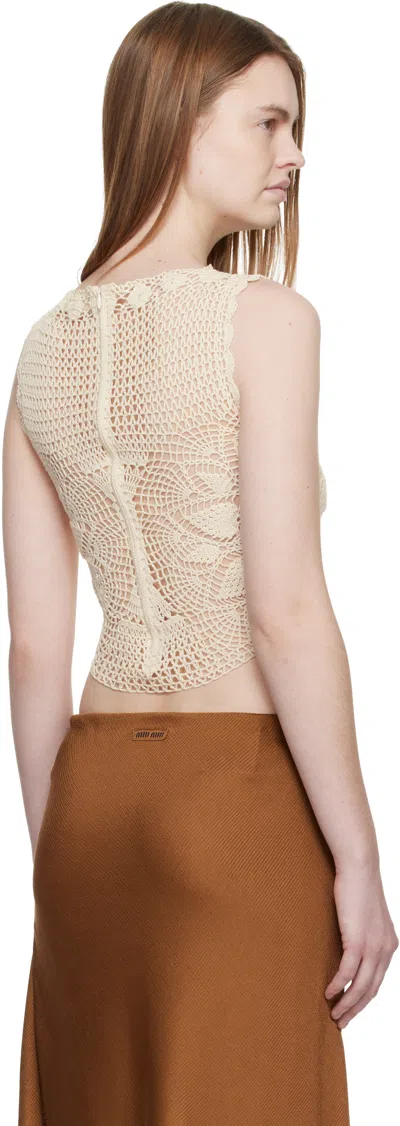 Magda Butrym Off White Lace Crochet Round-neck Top In Neutral