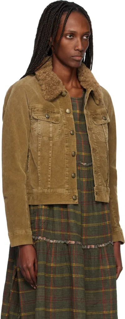 R13 Khaki Skinny Trucker Jacket