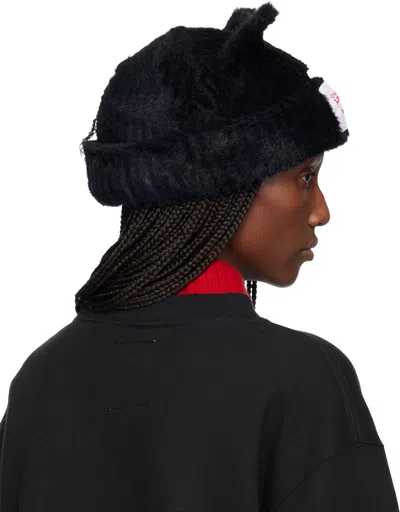 Charles Jeffrey Loverboy Black Fluffy Chunky Ears Beanie In Black