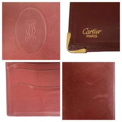 Pre-owned Cartier Bordeaux Leather Long Wallet (bi-fold) () In Burgundy