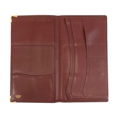 Pre-owned Cartier Bordeaux Leather Long Wallet (bi-fold) () In Burgundy