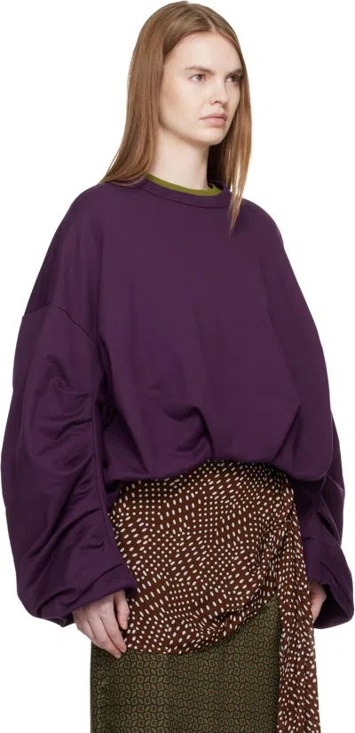 Dries Van Noten Purple Draped Sweatshirt In Purple