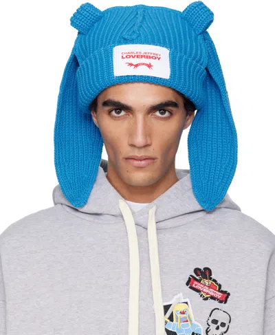 Charles Jeffrey Loverboy Blue Chunky Rabbit Beanie In Blue