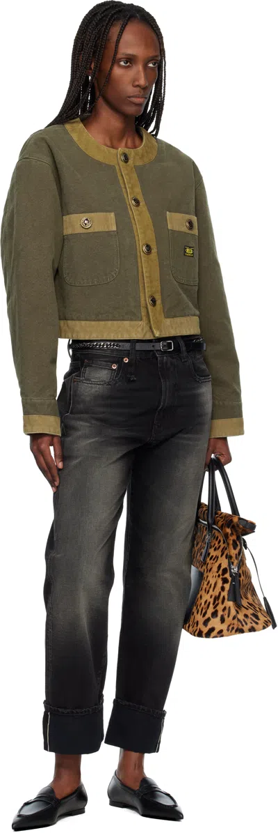 R13 Black Cuffed Boyfriend Jeans In Black