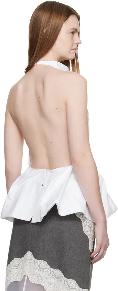 Magda Butrym White Halter Peplum Blouse In White