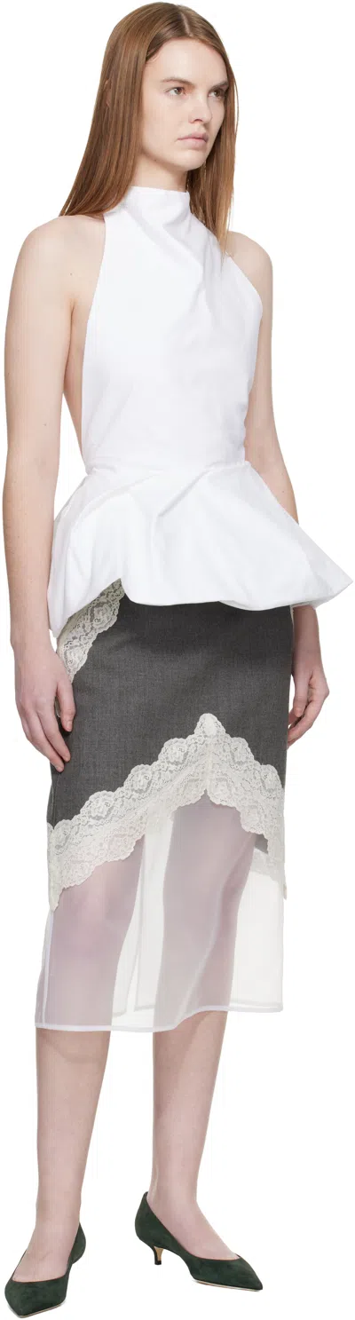 Magda Butrym White Halter Peplum Blouse In White