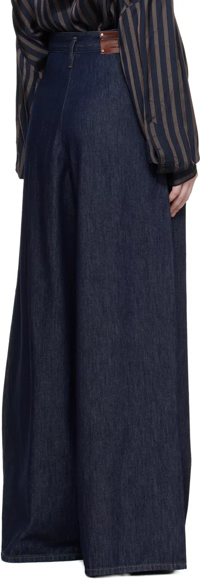 Dries Van Noten Indigo Wide Pleated Jeans In Blue