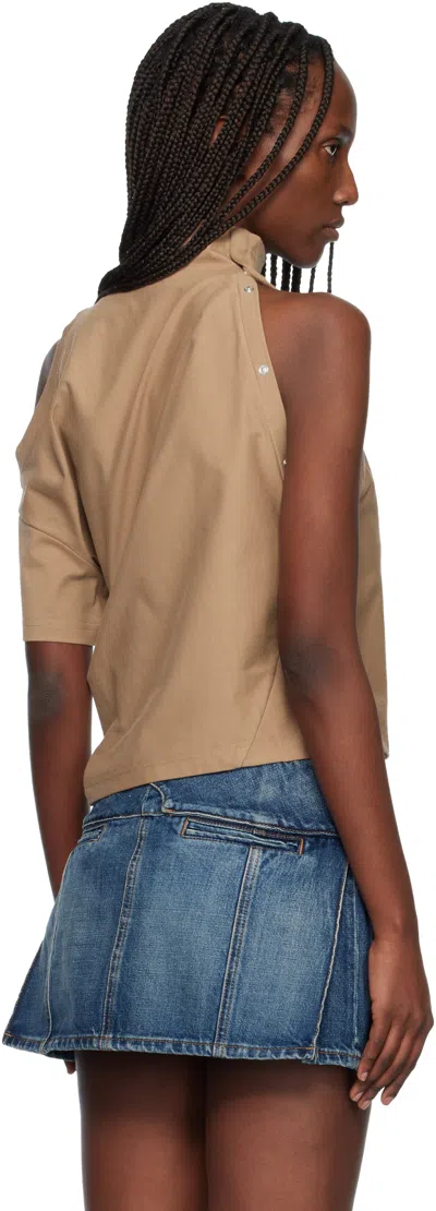 Courrèges Beige Twisted Jersey T-shirt In Brown