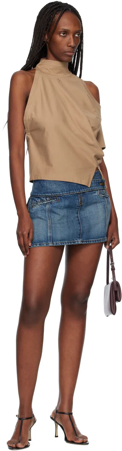 Courrèges Beige Twisted Jersey T-shirt In Brown