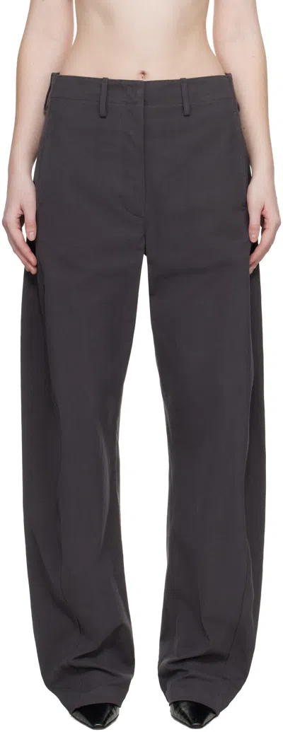 Magda Butrym Gray Wide-leg Cotton Trousers In Gray