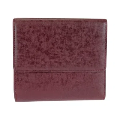 Pre-owned Cartier Wine Red Leather Wallet (tri-fold) () In Burgundy