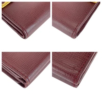 Pre-owned Cartier Wine Red Leather Wallet (tri-fold) () In Burgundy