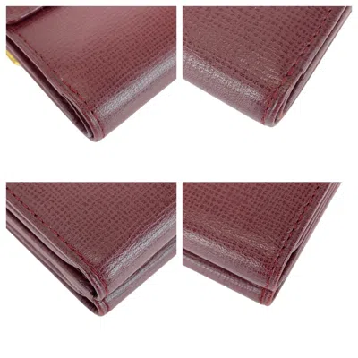 Pre-owned Cartier Wine Red Leather Wallet (tri-fold) () In Burgundy