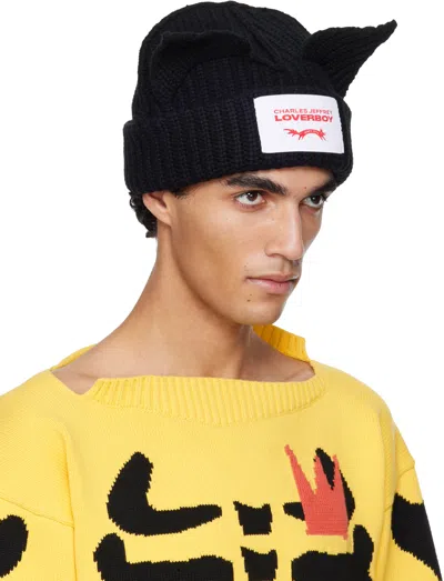 Charles Jeffrey Loverboy Black Chunky Ears Beanie In Black