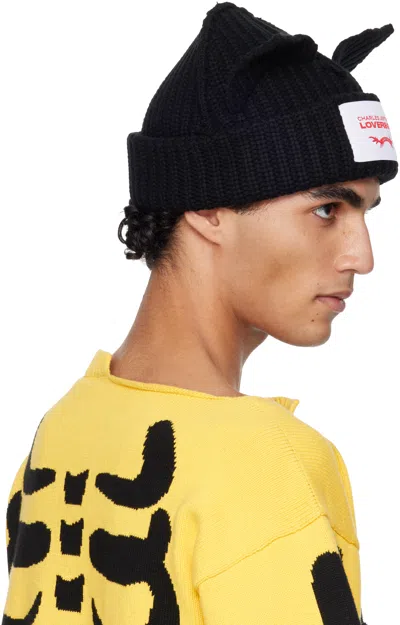 Charles Jeffrey Loverboy Black Chunky Ears Beanie In Black