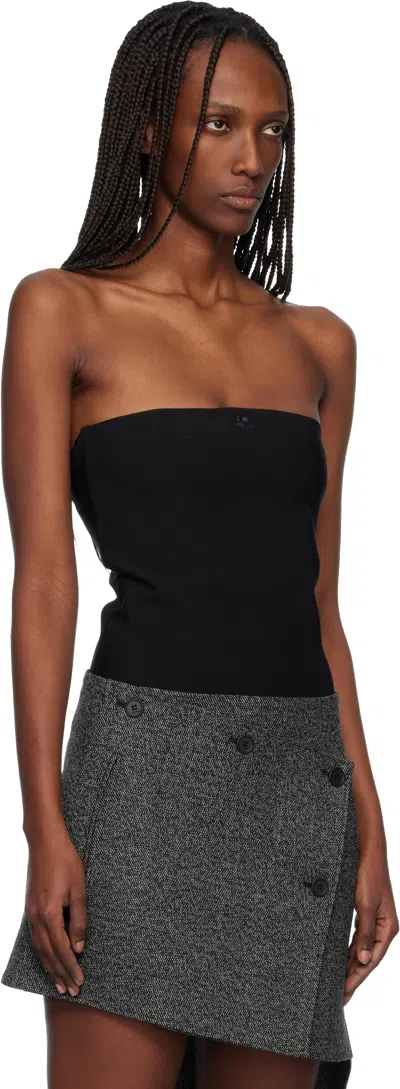 Courrèges Courreges Black Viscose Blend Bodysuit In Gray