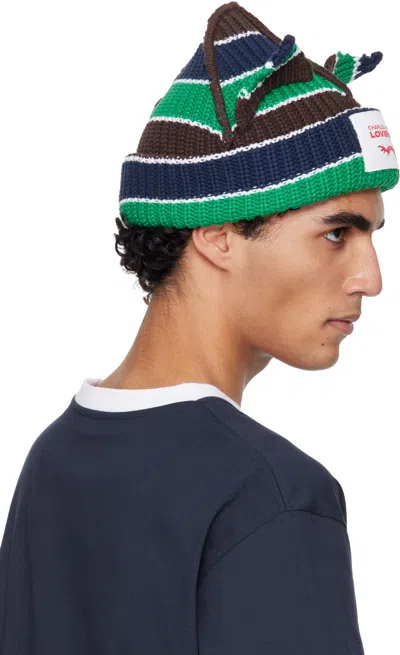 Charles Jeffrey Loverboy Multicolor Chunky Ears Beanie In Blue