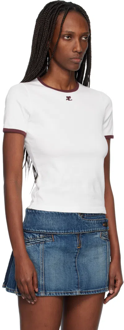 Courrèges Courreges Women Cotton T-shirt With Contrasting Profiles In White