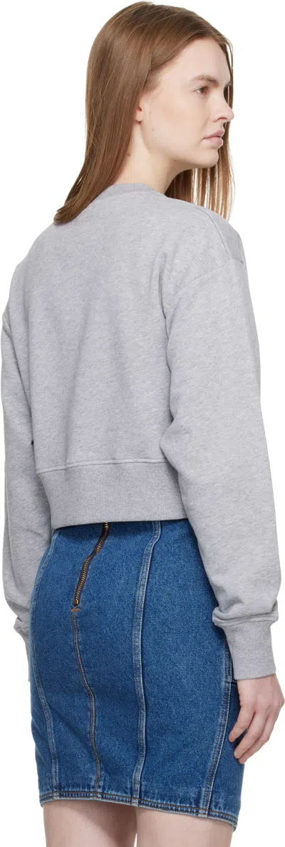 Balmain Gray Cropped Printed Cotton Sweatshirt In Gray