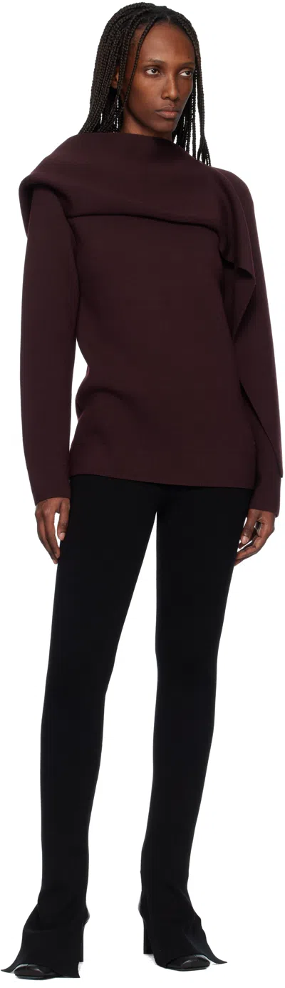 Courrèges Burgundy Scarf Oversized Wool Sweater In Burgundy