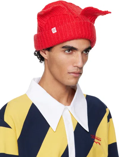 Charles Jeffrey Loverboy Red Mohair Chunky Ears Beanie In Red