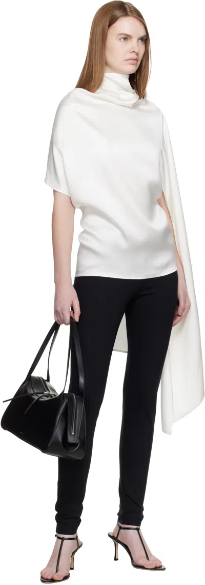 Magda Butrym White Silk Asymmetric Scarf Blouse In White