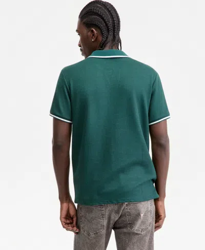 Guess Men's Weston Waffle-knit Tipped Polo Shirt In Green