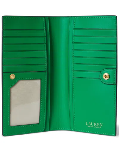 Ralph Lauren Crosshatch Leather Slim Snapped-closure Wallet In Green