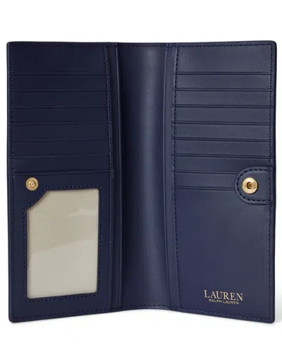 Ralph Lauren Crosshatch Leather Slim Snapped-closure Wallet In Blue