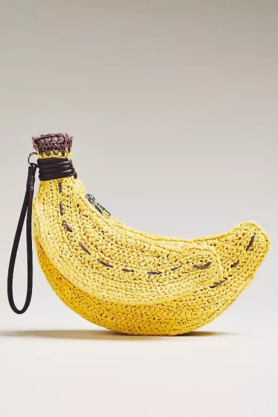 Simonmiller Banana Bunch Raffia Wristlet In Yellow